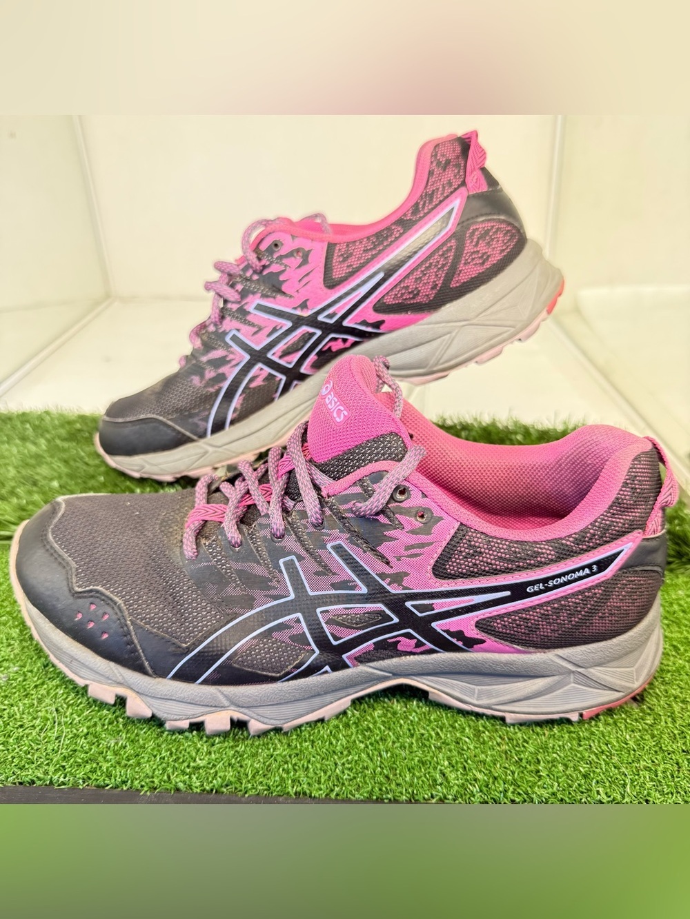 ASICS Gel-Sonoma 3 Trail Running Shoes Womens Black Pink Gray T774N